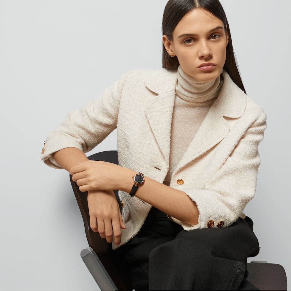 GUCCI レディース 時計 ⭐️ GUCCI Diamantissima 27MM MOP Dial BLK Leather Women's Watch