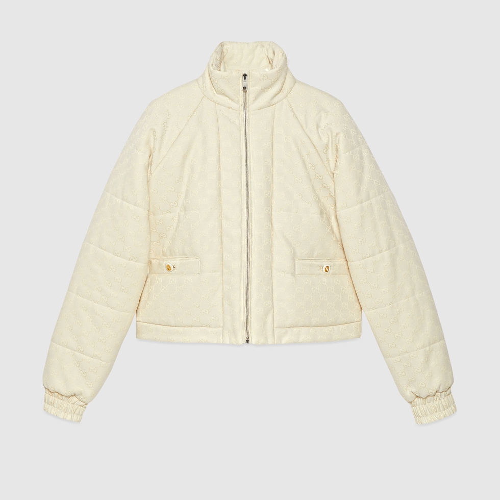 Bomber in tessuto GG in crema GUCCI Italia