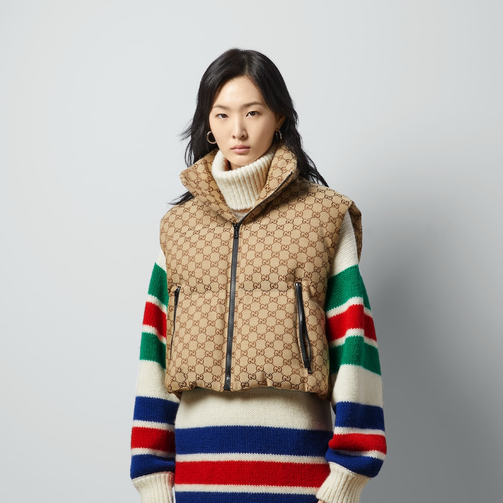 GG canvas padded vest in beige | GUCCI® US