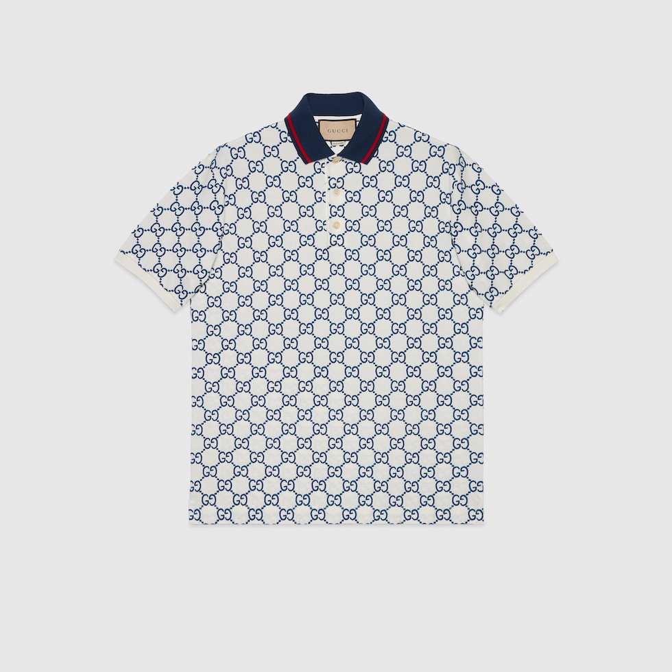 グッチXLサイズ 20SSポロシャツ623242ホワイト Gucci Striped Webbing Oversized Polo Shirt For Men White