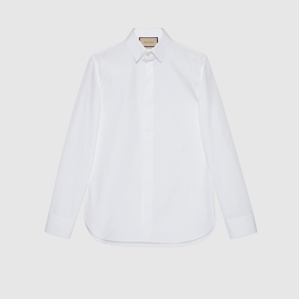 GUCCI グッチ ダブルG コットンシルク シャツ ホワイト 15+ Cotton silk shirt with Double G in white | GUCCI® US