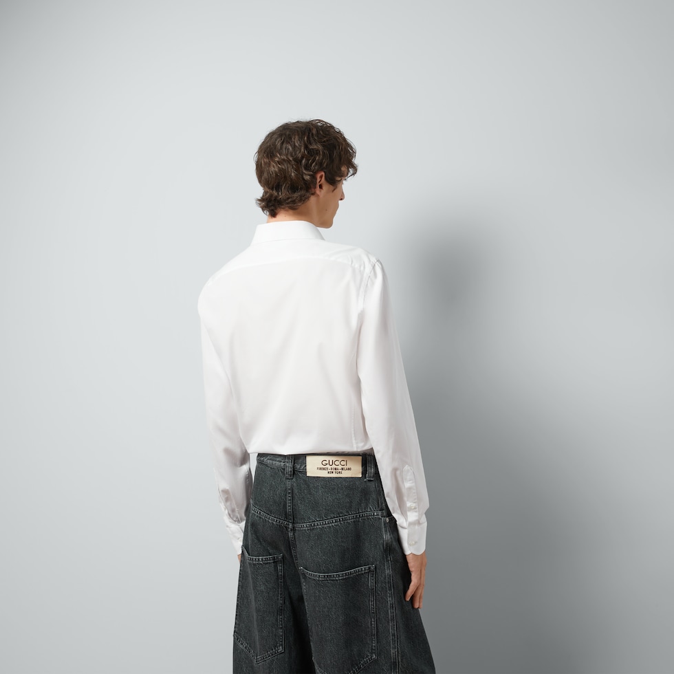 GUCCI グッチ ダブルG コットンシルク シャツ ホワイト 15+ ダブルG コットンシルク シャツ ・ホワイト | GUCCI公式