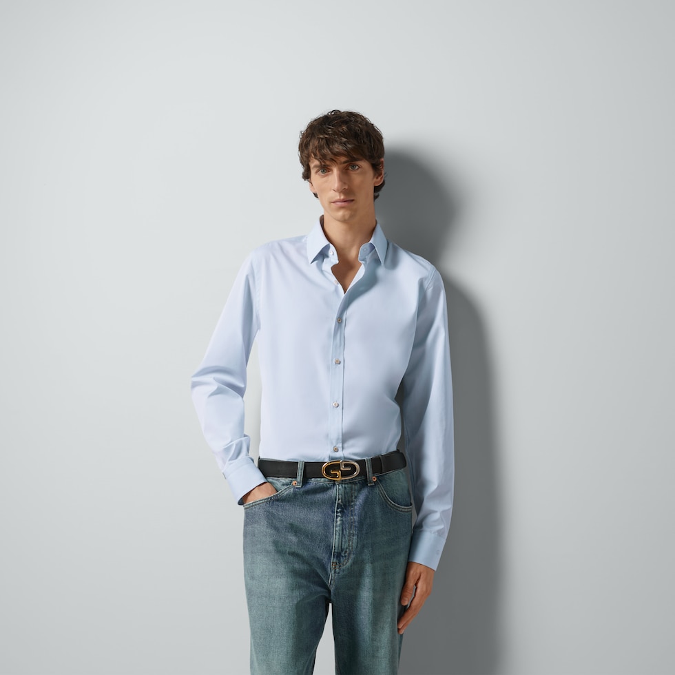 【GUCCI】コットンポプリンシャツ スカイブルー Gucciシャツ ポプリン サックスブルー Gucciシャツ ポプリン1 サックス