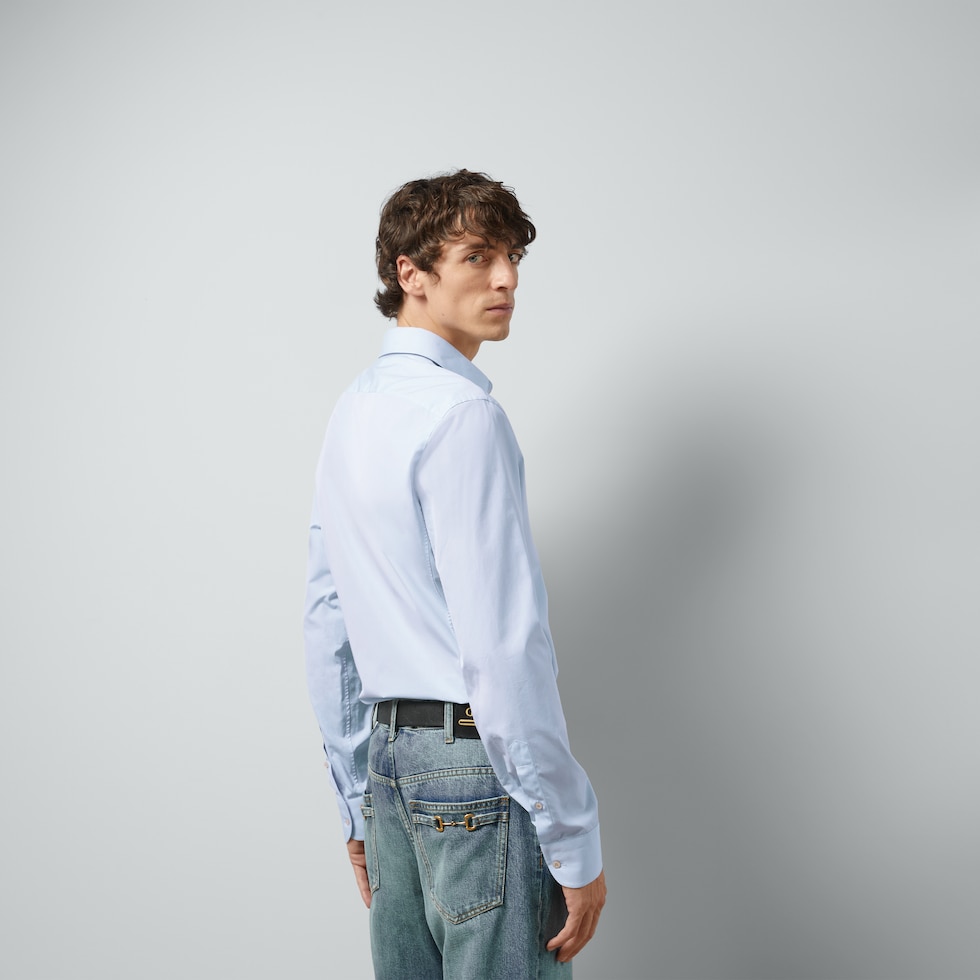 GUCCI】ラッフルトリム コットンポプリンシャツ GUCCI】ラッフルトリム