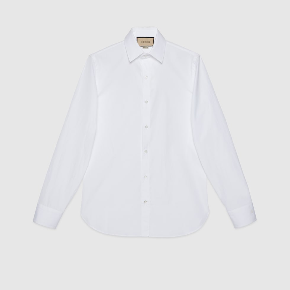Tシャツ・カットソー GUCCI FW24 STRETCH COTTON POPLIN SHIRT (791735 262429000) Stretch cotton poplin shirt in white | GUCCI® CA