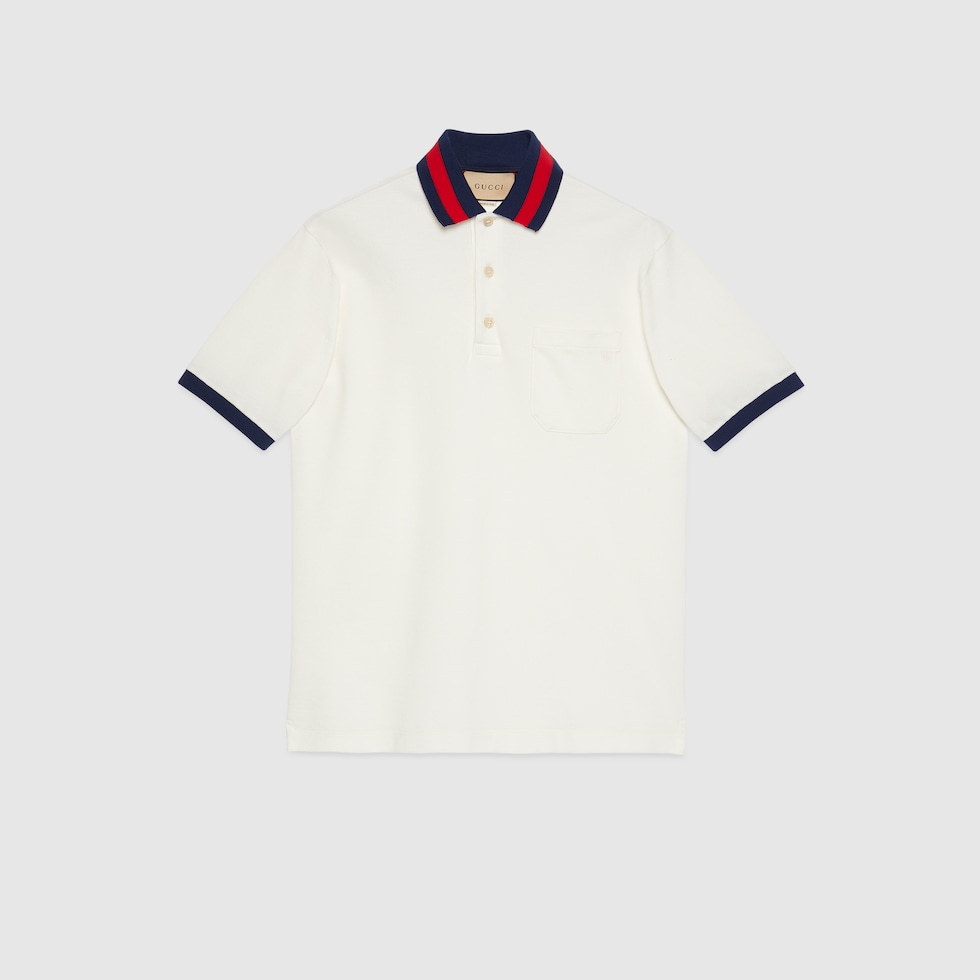 Gucci Cotton Polo Shirt With GG Embroidery 'Dark blue