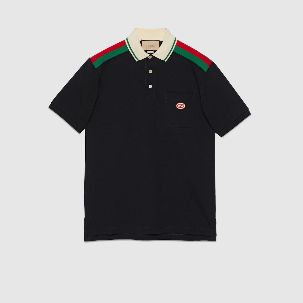 Poloshirt aus Baumwolle mit GG in schwarz | GUCCI® DE