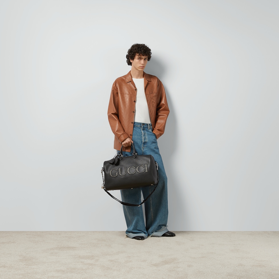 Sac de voyage Gucci de taille moyenne en cuir noir GUCCI FR