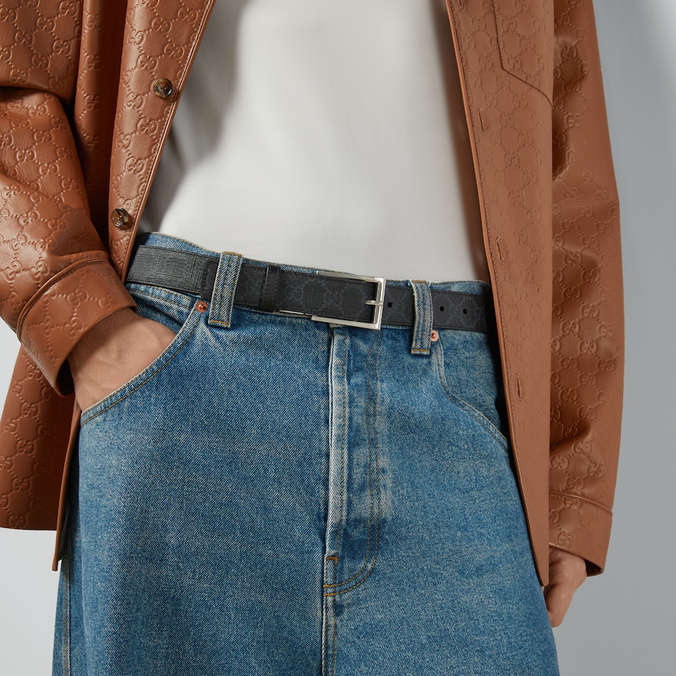 Gucci コットンキャンバスベルト グッチ GUCCI ベルト リバーシブル 回転バックル スクエア