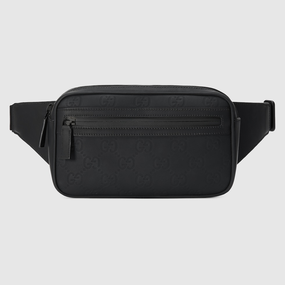 Black leather gucci fanny pack on sale