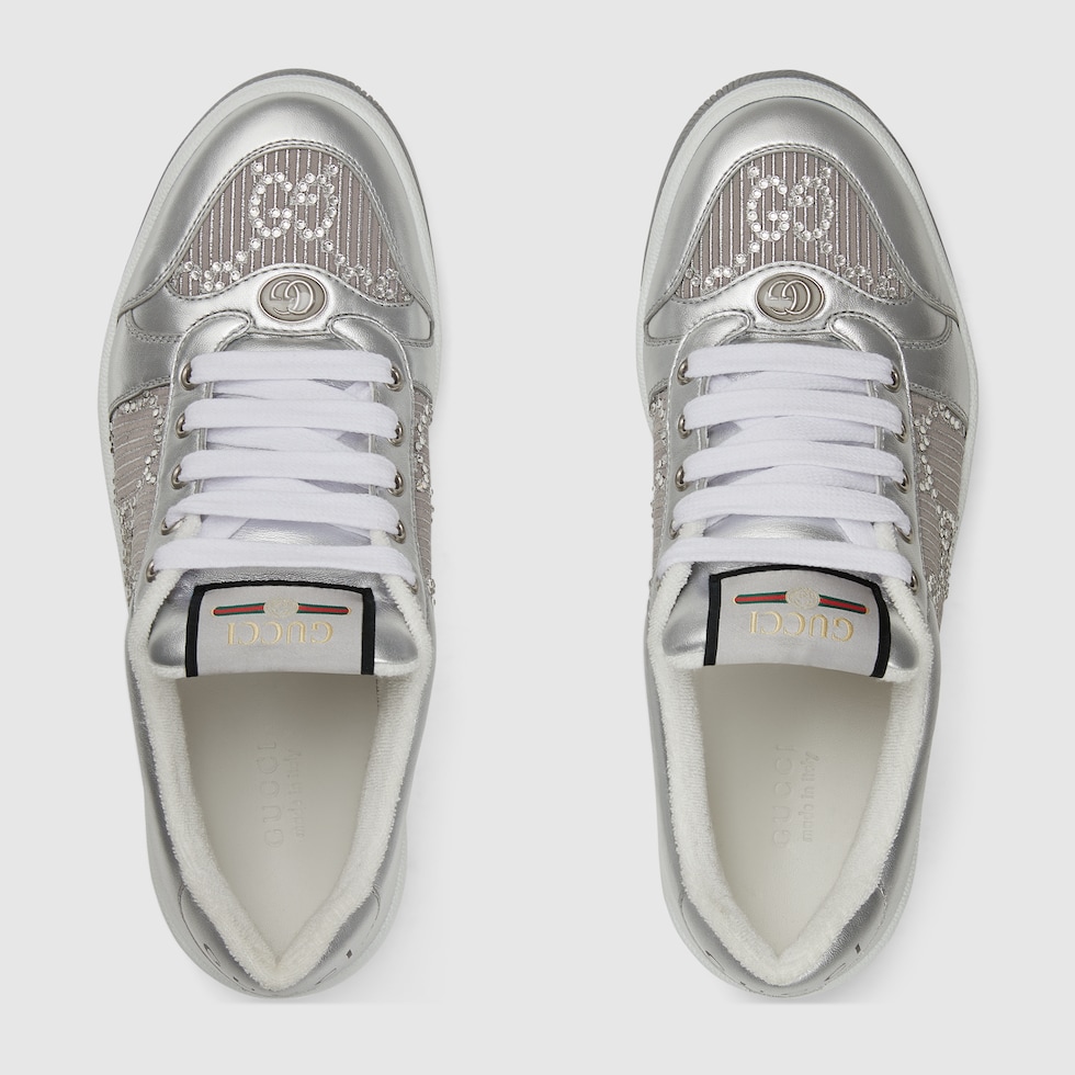 Gucci high top sneakers silver hotsell