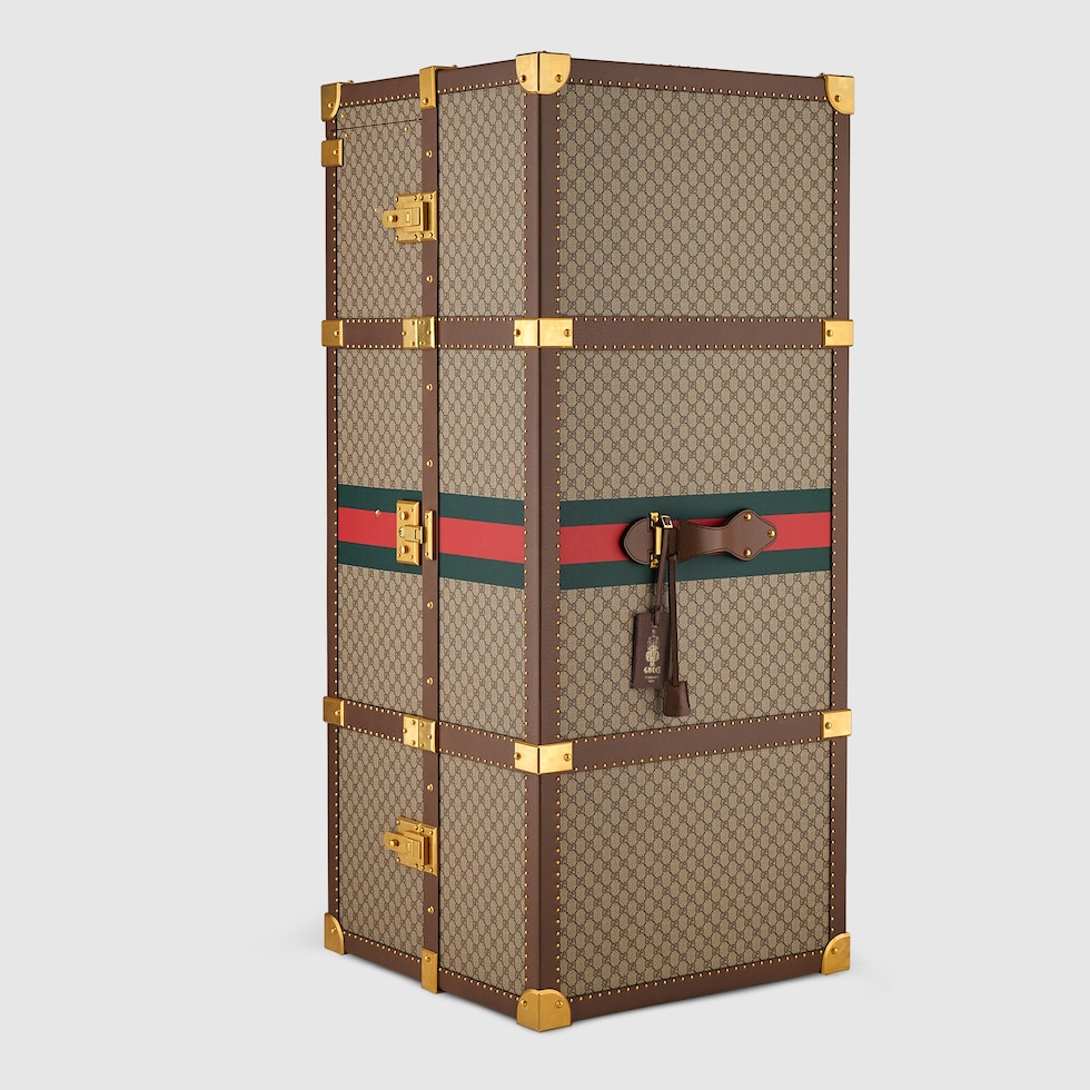 グッチ サヴォイ〕トランク ・ベージュ＆エボニー GGスプリーム