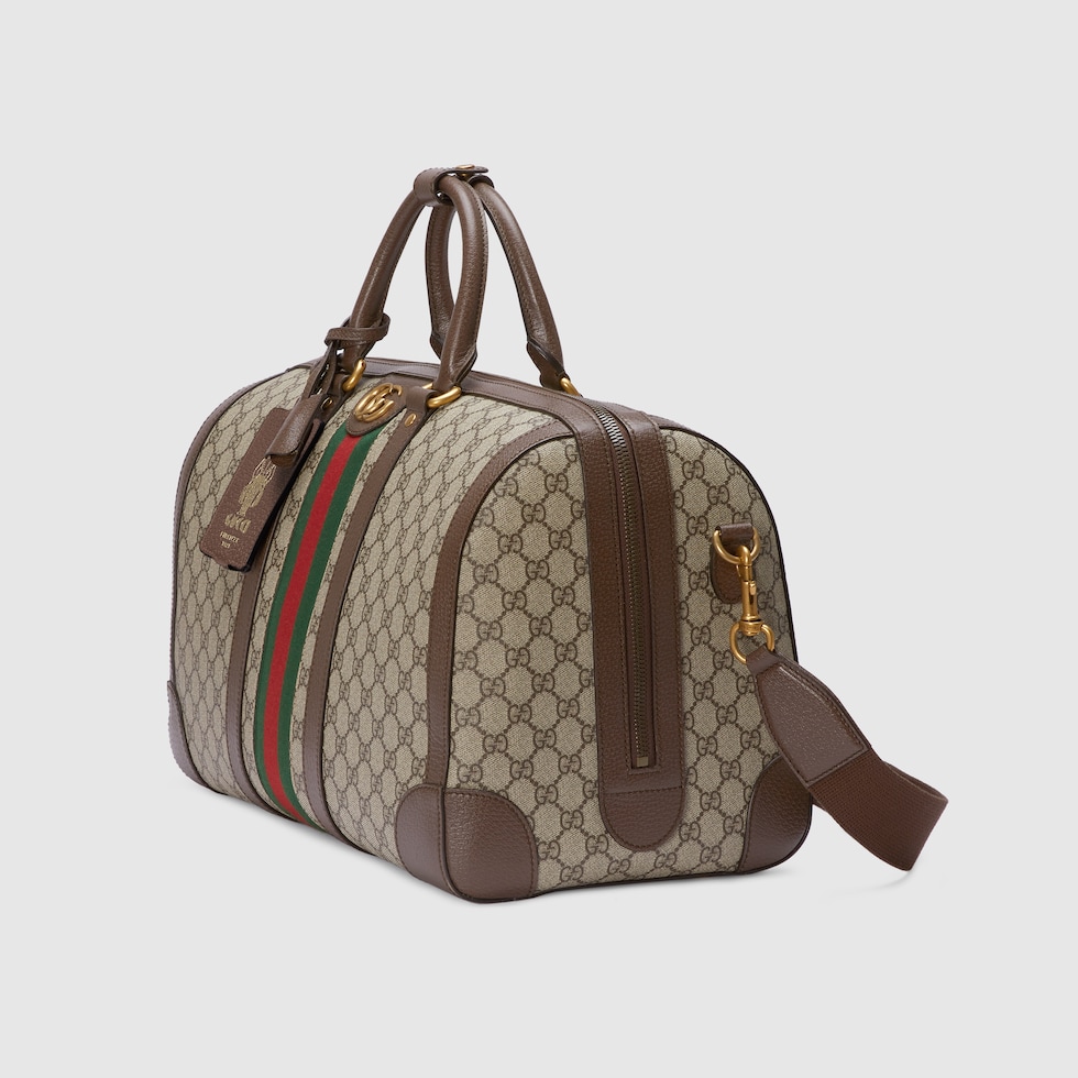 〔GUCCI SAVOY〕ミディアム ダッフルバッグ Gucci Savoy〕ミディアム ダッフルバッグ ・ベージュ＆エボニー