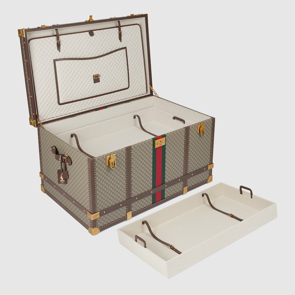 グッチ サヴォイ〕トランク ・ベージュ＆エボニー GGスプリーム