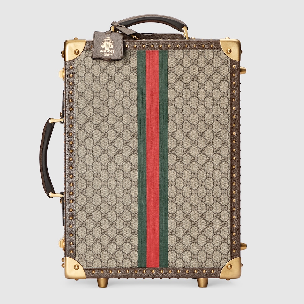 【値下げ中！！】GUCCI キャリーケース スーツケース トランク Gucci Savoy〕キャリーオン トランク ・ベージュ＆エボニー GG
