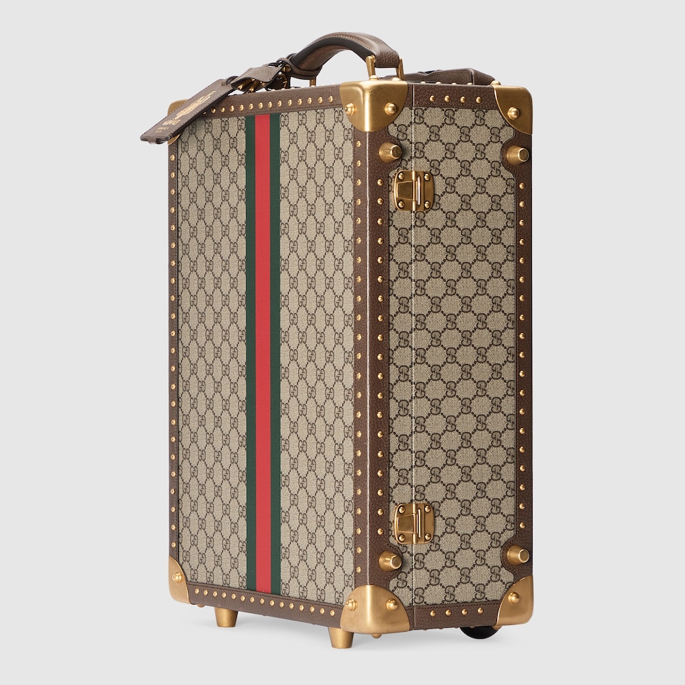 【値下げ中！！】GUCCI キャリーケース スーツケース トランク Gucci Savoy〕キャリーオン トランク ・ベージュ＆エボニー GG