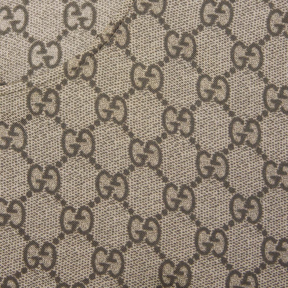 GG Supreme print silk top in beige and ebony | GUCCI® US