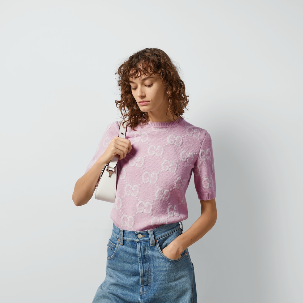 GG knit wool top in pink | GUCCI® AU