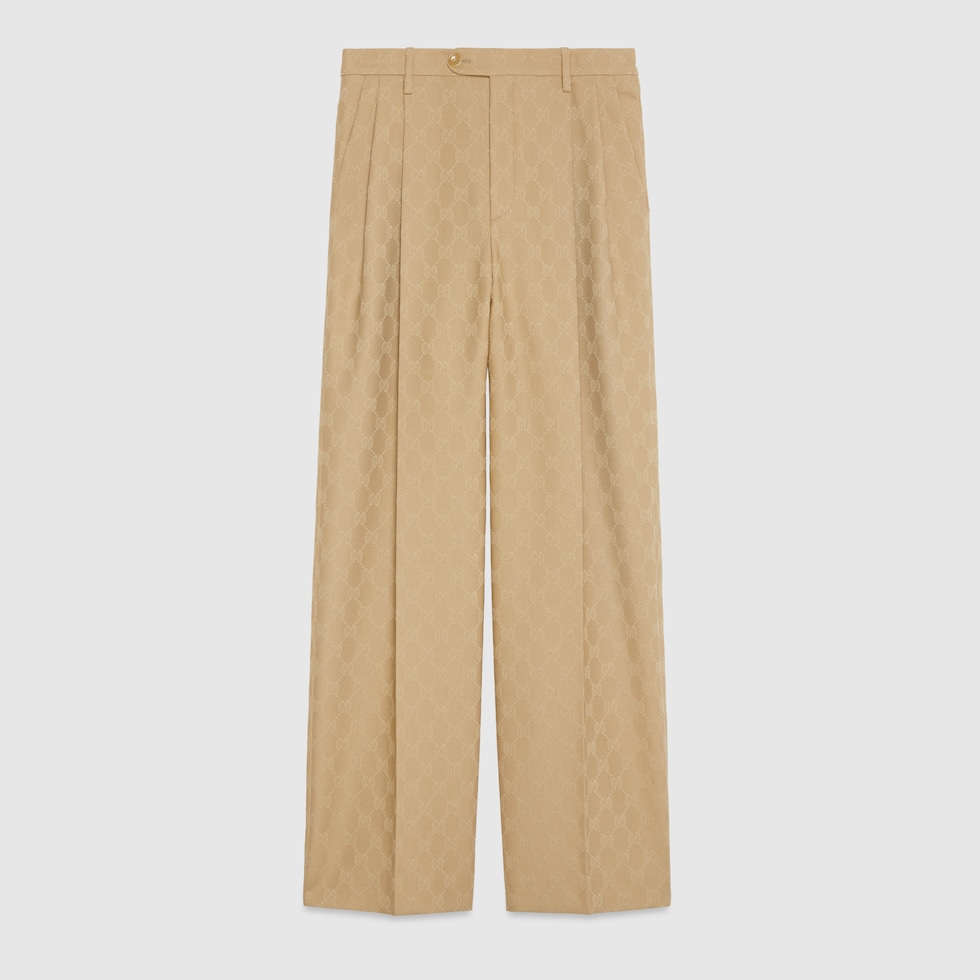 GG wool jacquard pant in camel | GUCCI® US