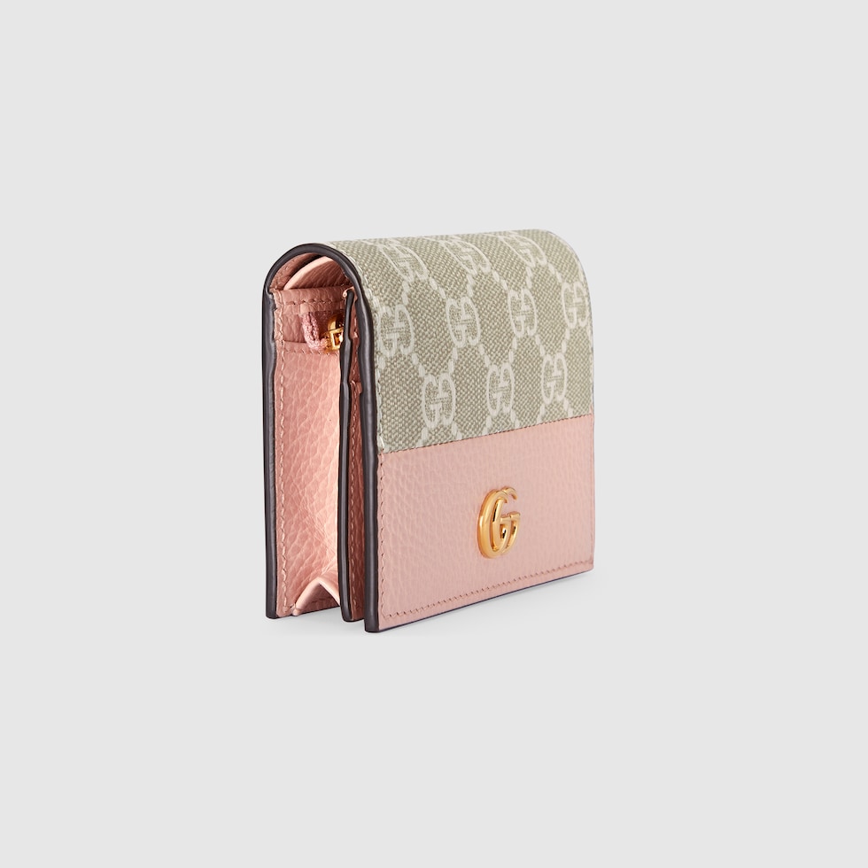 GG Marmont bi color card case wallet in light pink leather and Supreme GUCCI US