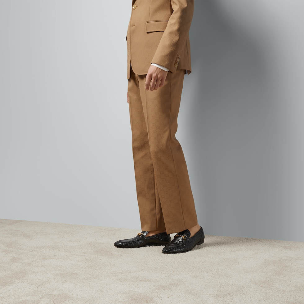GG polyester tailored pant in light brown | GUCCI® US GG polyester tailored pant in light brown | GUCCI® US