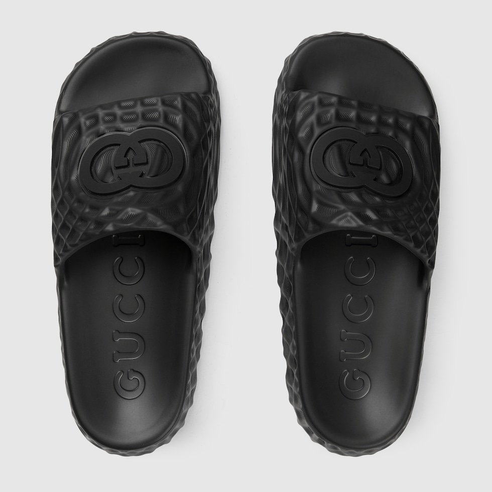 Men's espadrille with Interlocking G in black rubber | GUCCI® TH