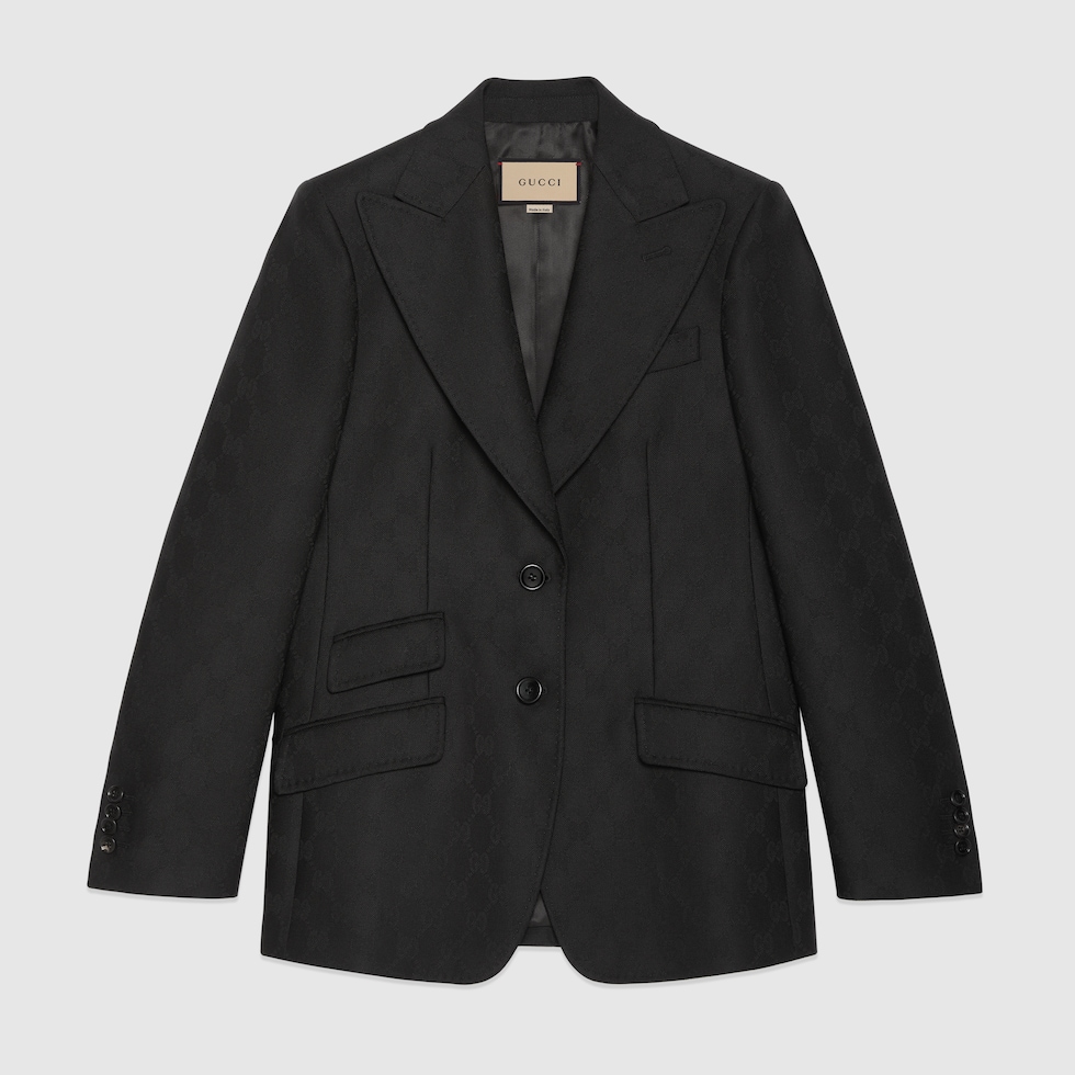 GG wool jacquard jacket in black | GUCCI® UK
