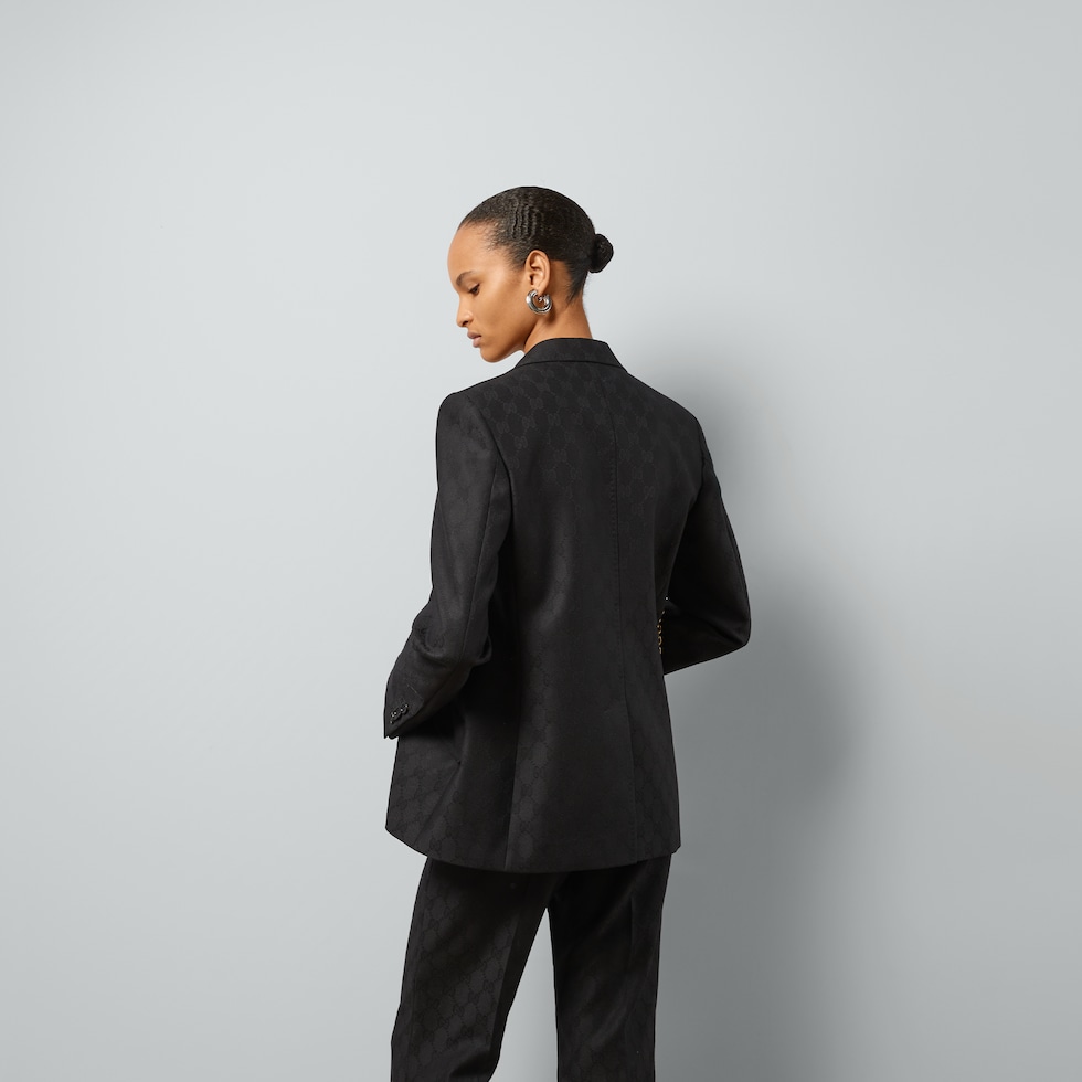 GG wool jacquard jacket in black | GUCCI® GR