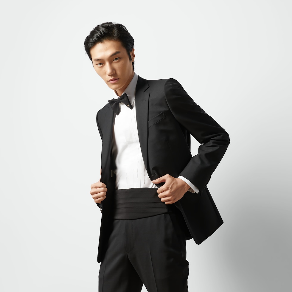連休値下marge Jacquard drape cummerbund Silk cummerbund in black | GUCCI® CA