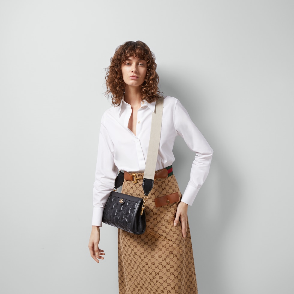 Sac paule en cuir GG Matelass petite taille en cuir noir