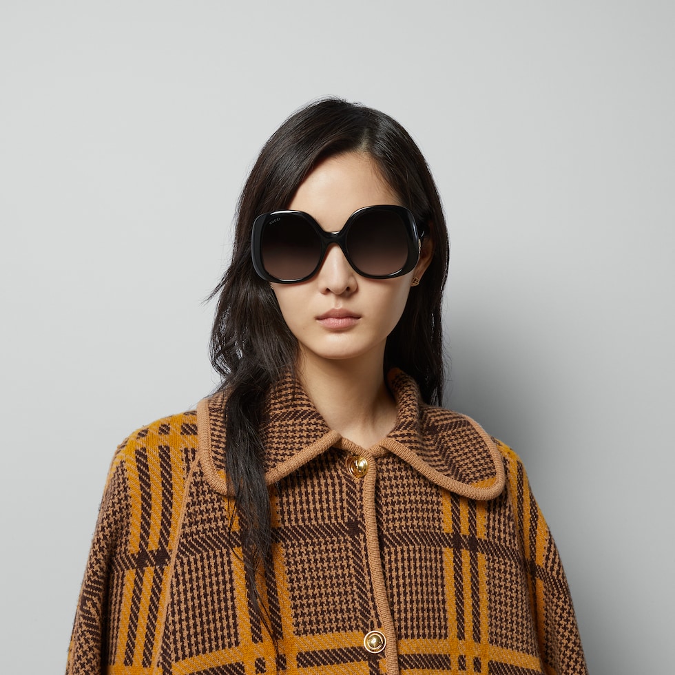 【関税&送料込】Gucci Oval l Sunglasses Oval-frame sunglasses in black acetate | GUCCI® US