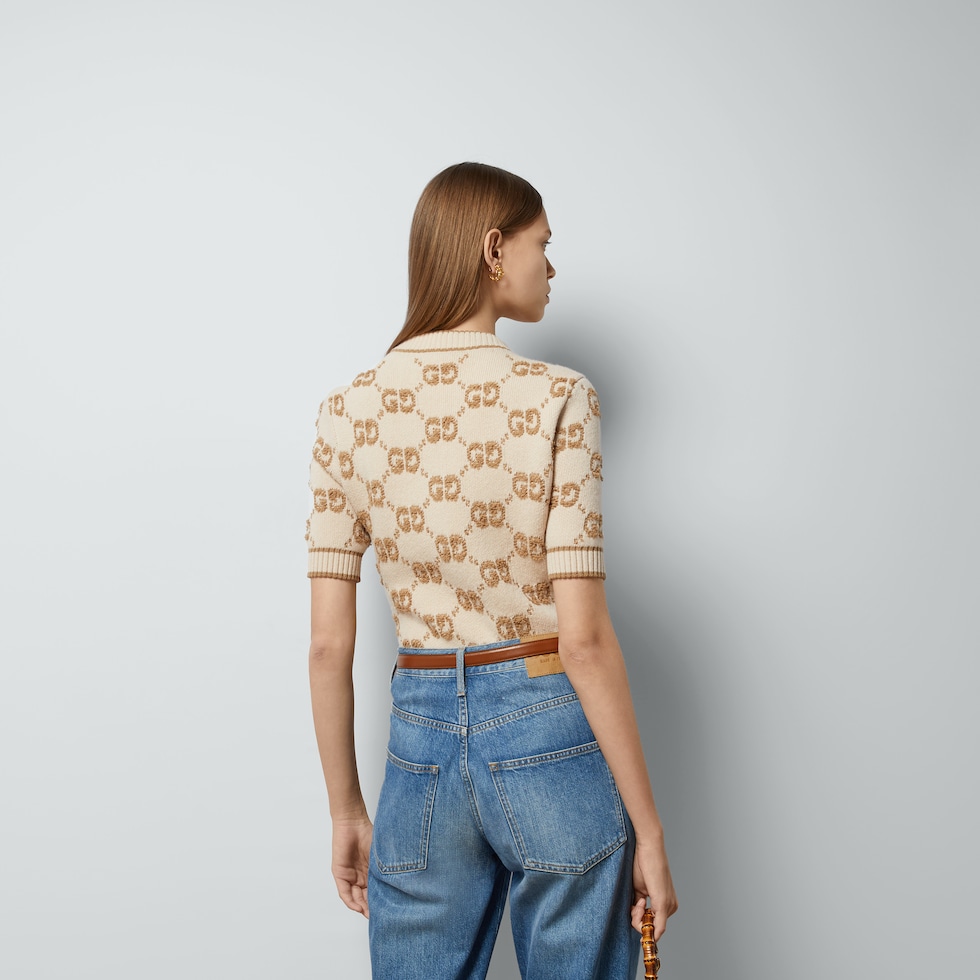 美品✨GUCCI シボレザー　シルバーロゴ　Wホック　キャメル　ユニセックス 853476_JAAKK_8142_001_100_0000