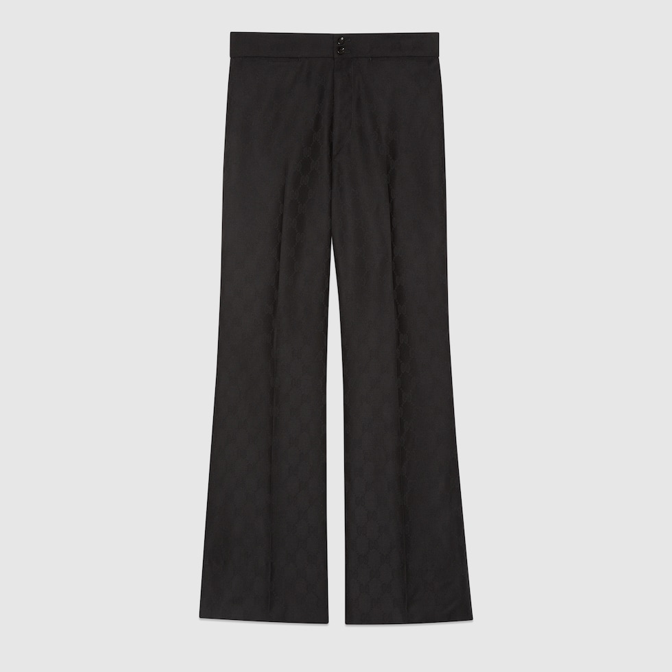 GG wool jacquard trouser in black | GUCCI® GR