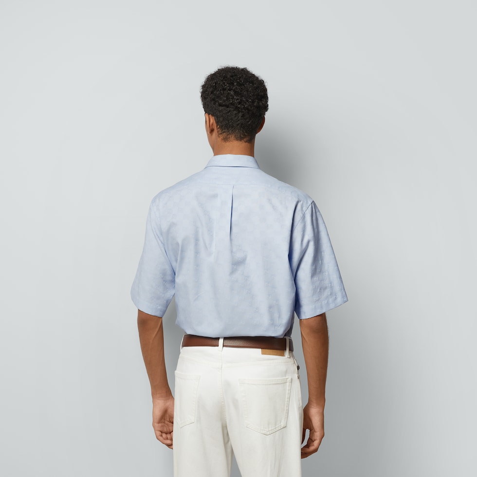 Camicia in cotone Oxford GG Supreme in celeste GUCCI Italia