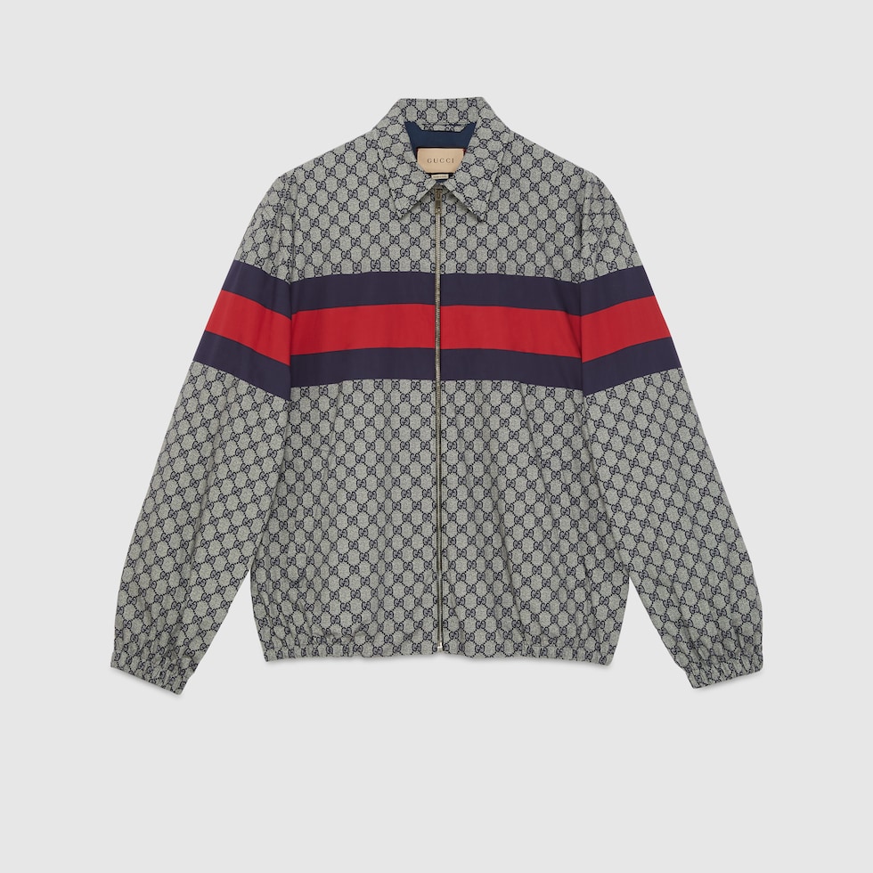 GG print cotton jacket in blue GUCCI Australia