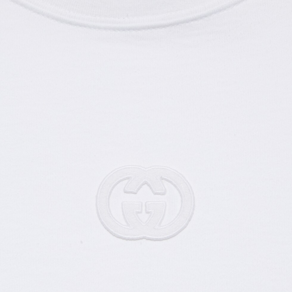 Cotton jersey long-sleeved T-shirt in off white | GUCCI® US