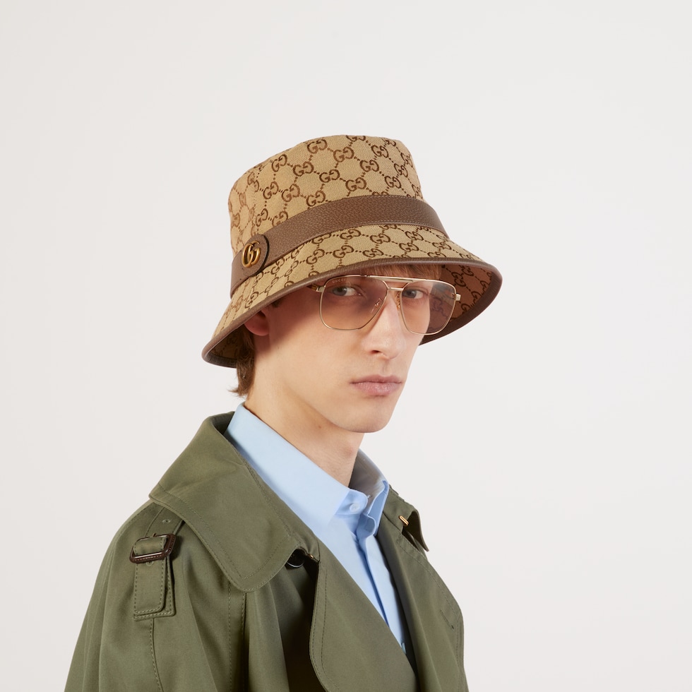 Bucket hat de lona GG en lona GG beige/marrón | GUCCI® MX