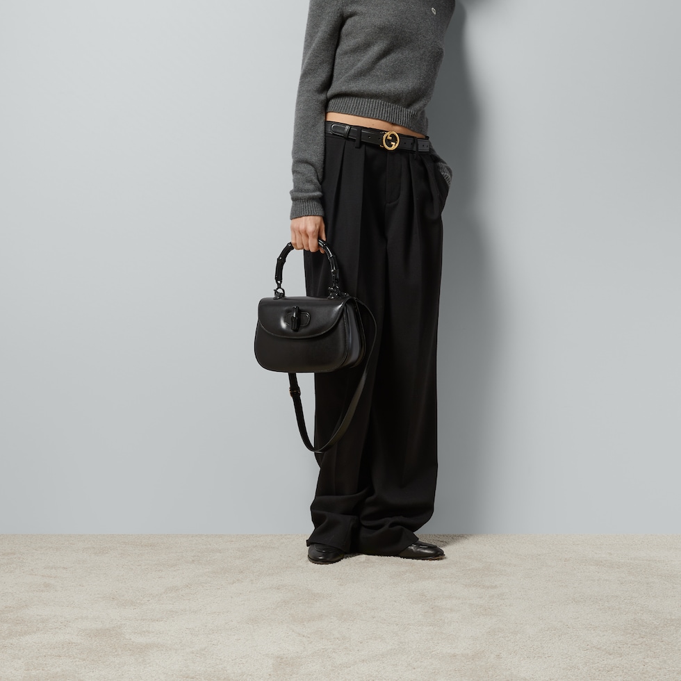 Bamiki　グッチ　Lsize Gucci Bamboo 1947 medium bag in black leather | GUCCI® US