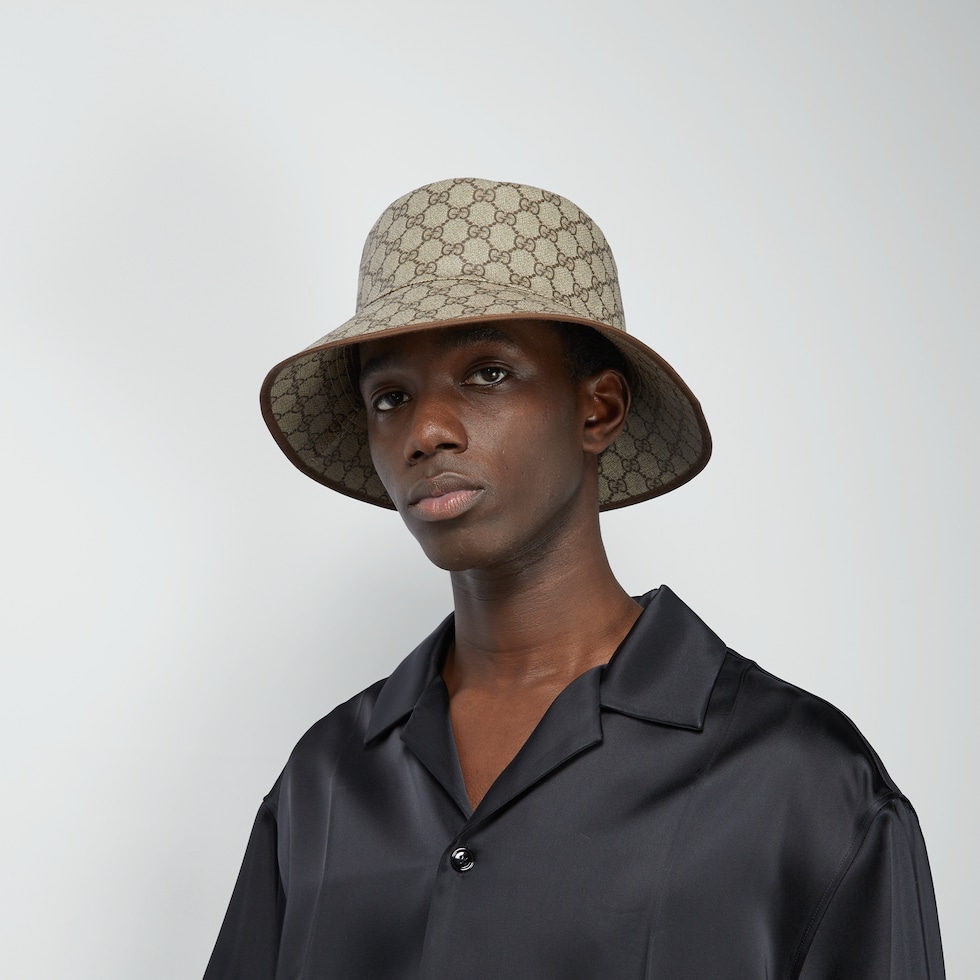 GG Supreme Tender bucket hat in beige and ebony | GUCCI® Canada