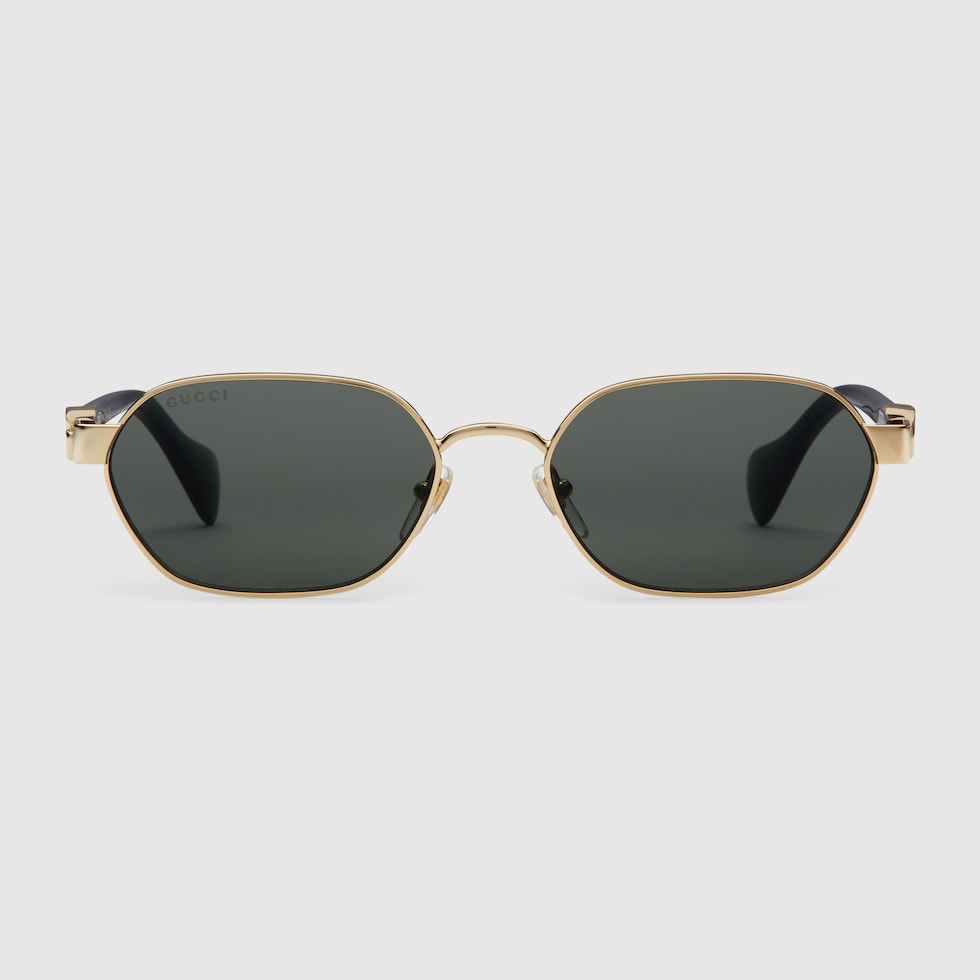 Round-frame sunglasses in yellow gold-toned metal | GUCCI® US