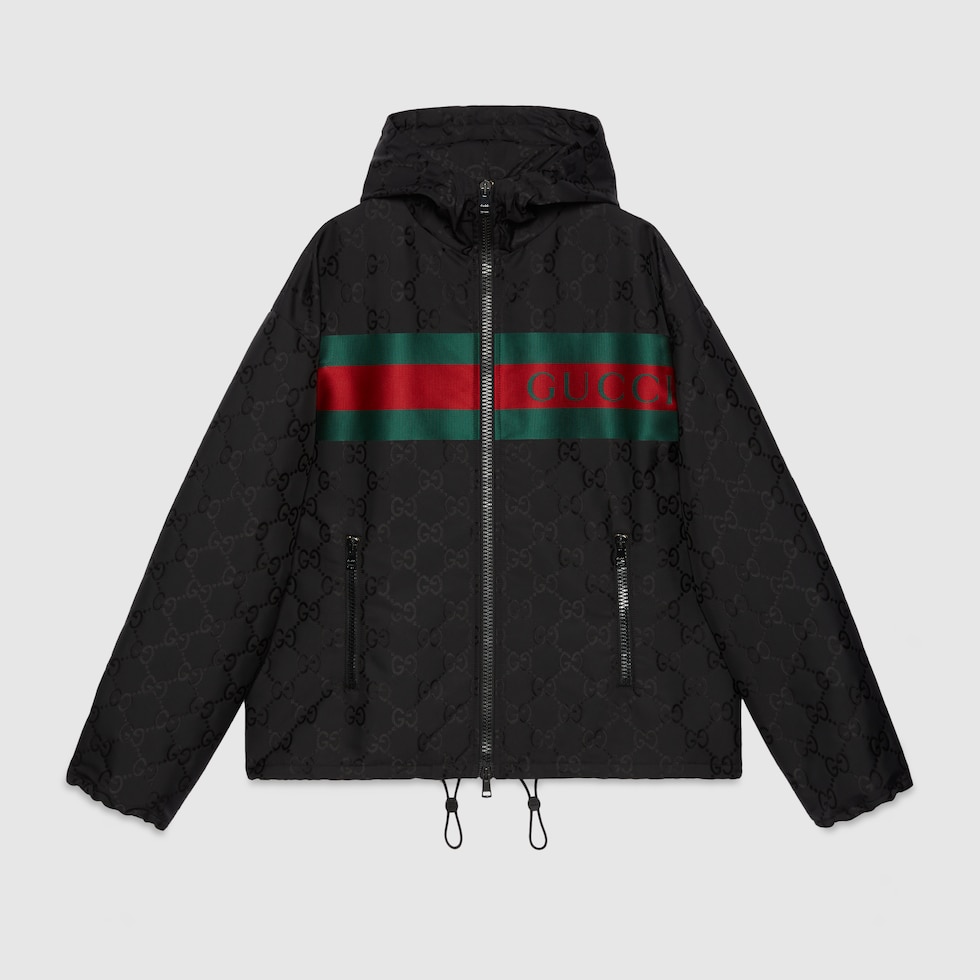 GG nylon jacquard jacket in black | GUCCI® US