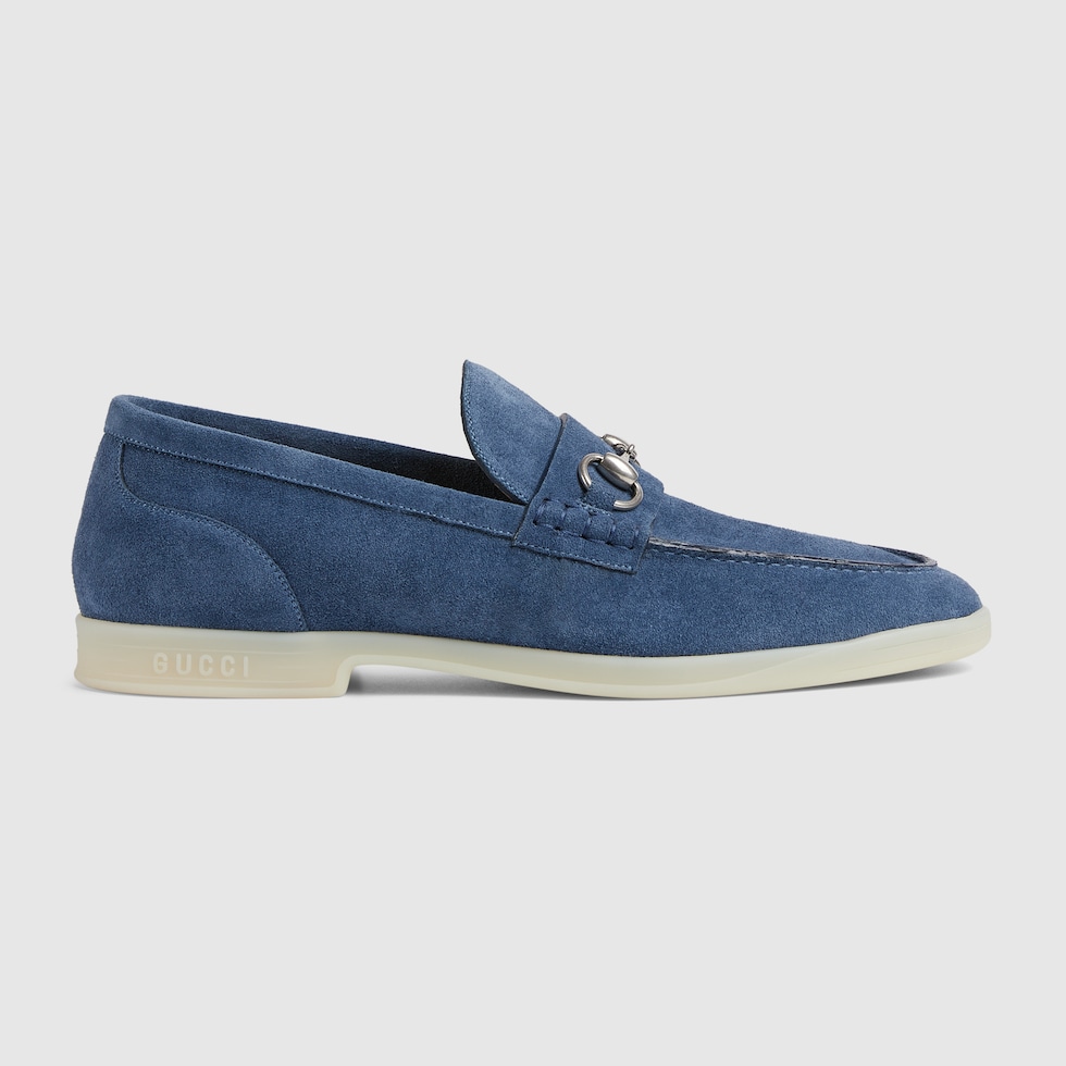 Men s loafer with Horsebit in blue suede GUCCI NL