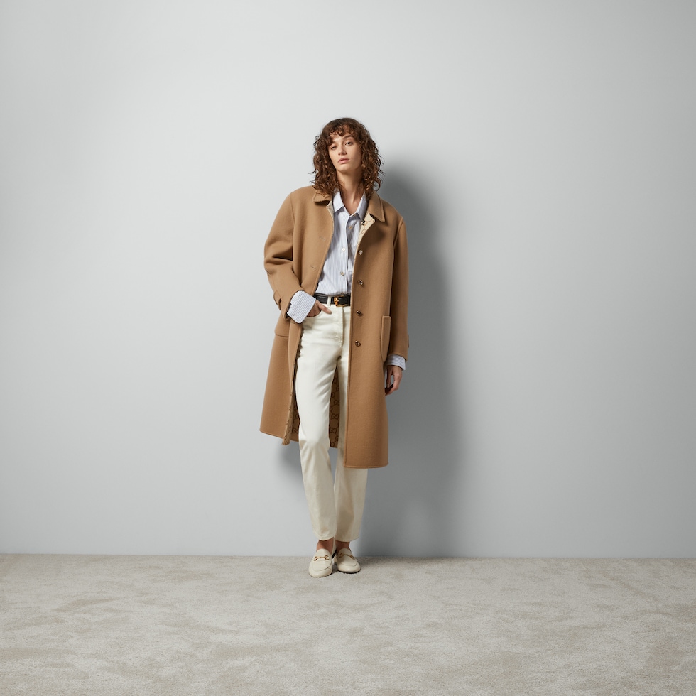 コート GUCCI SS23 REVERSIBLE COAT (722161 Z8A5X2184) Reversible GG wool coat in Black Ready-to-wear | GUCCI® SI