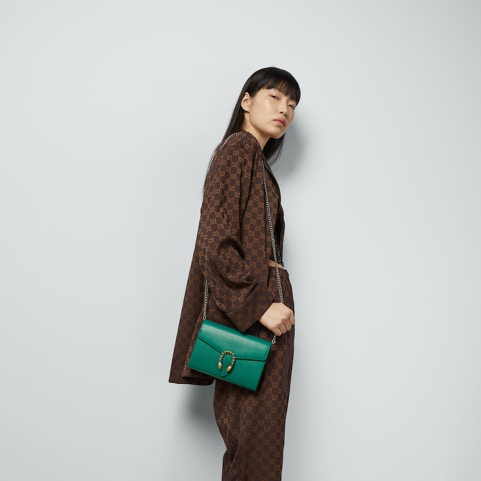 GUCCIダイアナ チェーンウォレットグリーン