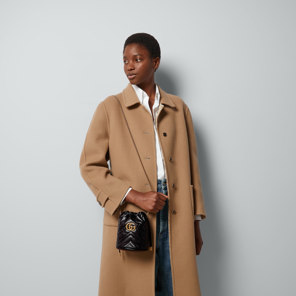 Black Leather GG Marmont Mini Bucket Bag | GUCCI® TH Black Leather GG Marmont Mini Bucket Bag | GUCCI® TH