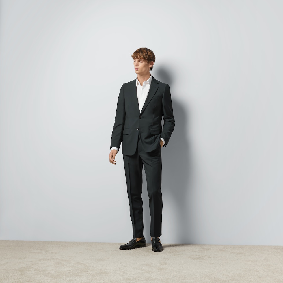 Slim Fit Wool Mohair Suit In Dark Blue | GUCCI® US