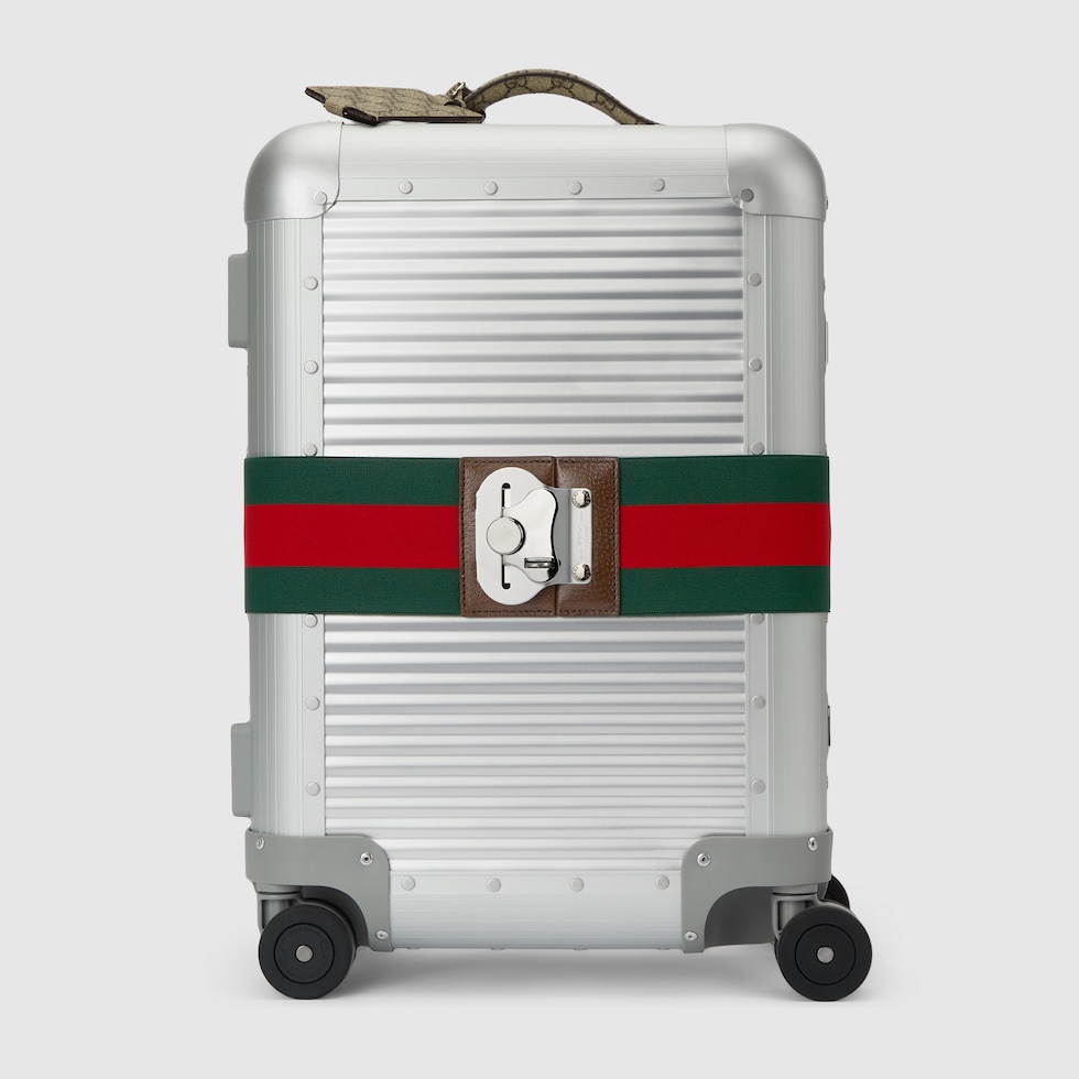 Gucci Porter small trolley with luggage strap in silver aluminium GUCCI SG