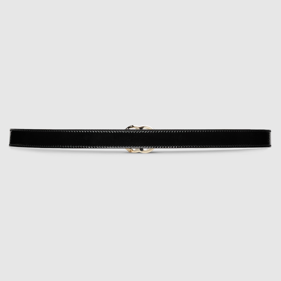 GG Marmont thin belt in black patent leather GUCCI Canada