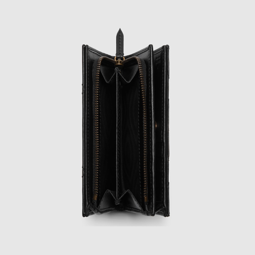 GG MARMONT 19 ZIP-AROUND WALLET BLACK CALFSKIN