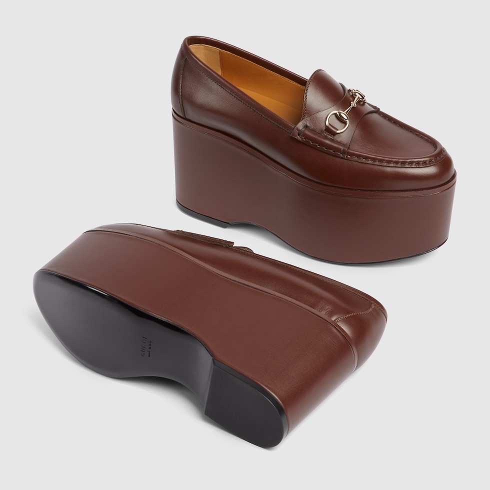 Gucci leather platform loafer with horsebit top